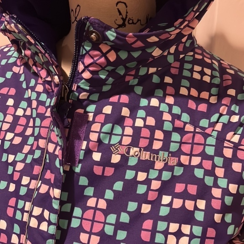 Columbia Youth Horizon Ride hooded Ski jacket in hyper purple print XL - Picture 11 of 15